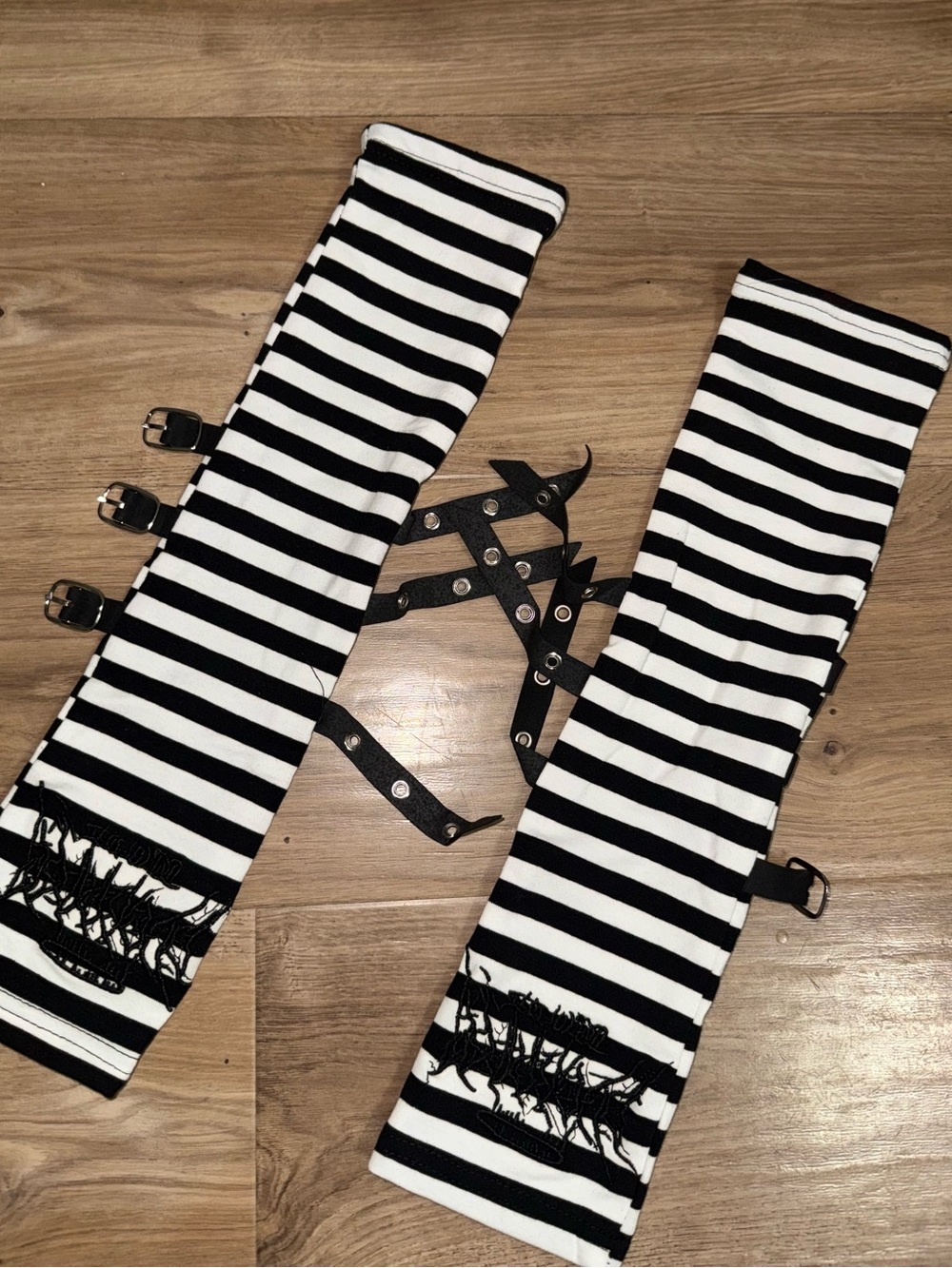 Brand new striped fingerless gloves